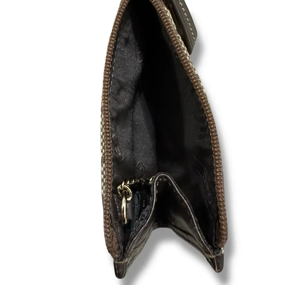 Coach Hampton Mini Skinny ID, Coin Case Khaki Chestnut Compact Everyday Wallet